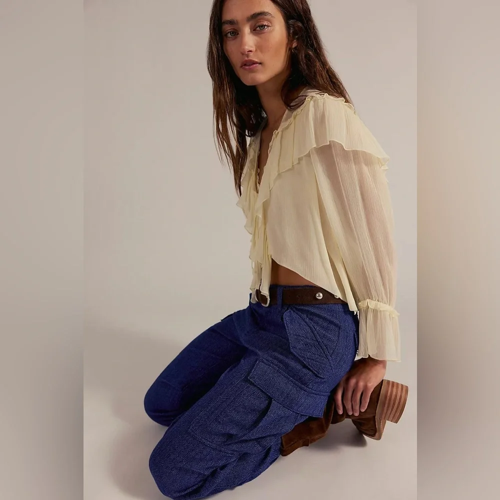 FREE PEOPLE We The Free Last Catch Pants NWT Navy Blue